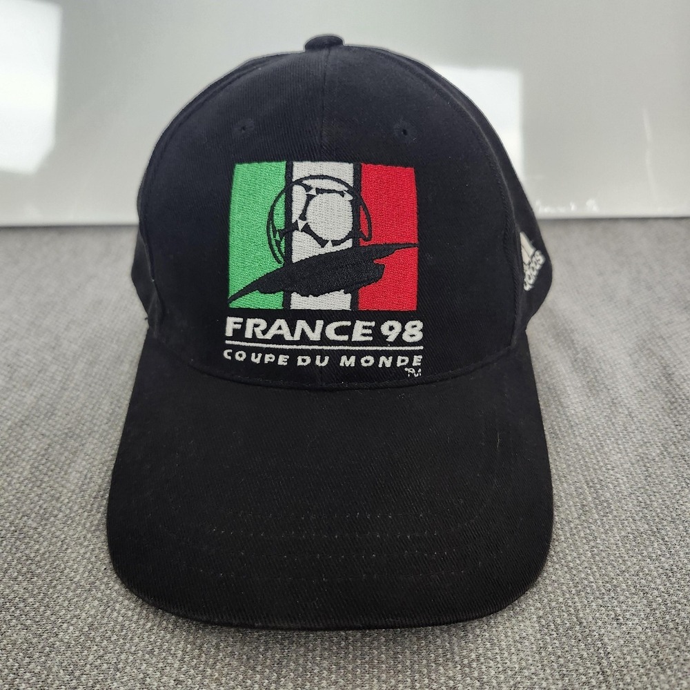 Vintage Italy Hat Cap Snap Back  One Size Black World Cup Adidas France 98